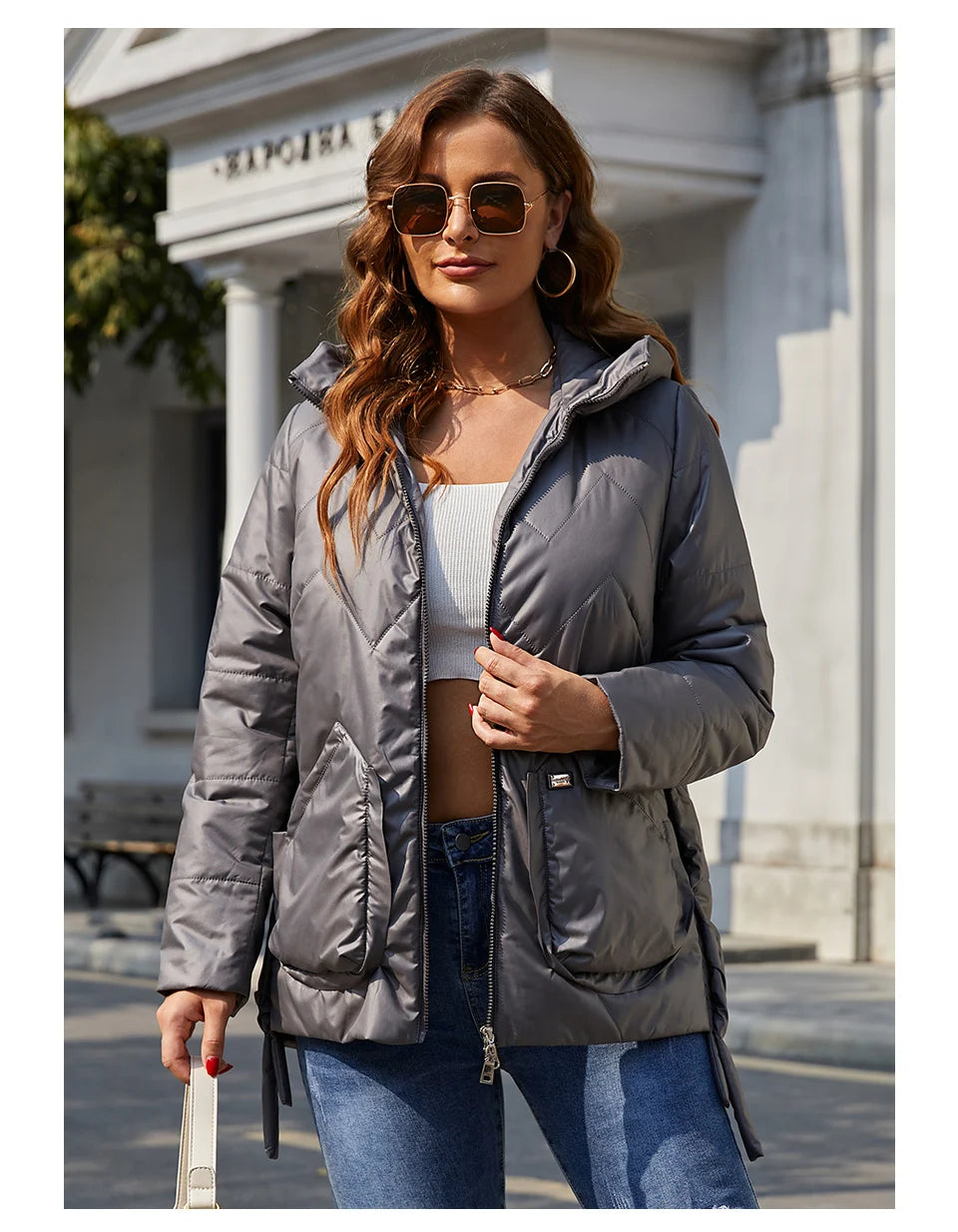 Astrid 2022 Spring Women Parkas Plus Size Short Grey Padded Down Coats Hooded Women's Jacket Fashion Outerwear Quilted AM-10075