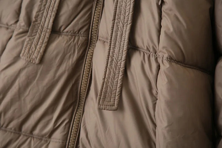 Plus Size Women x-long Parka Winter Loose Design Ribbon Hooded Thicken Warm Cotton-padded Jacket 137