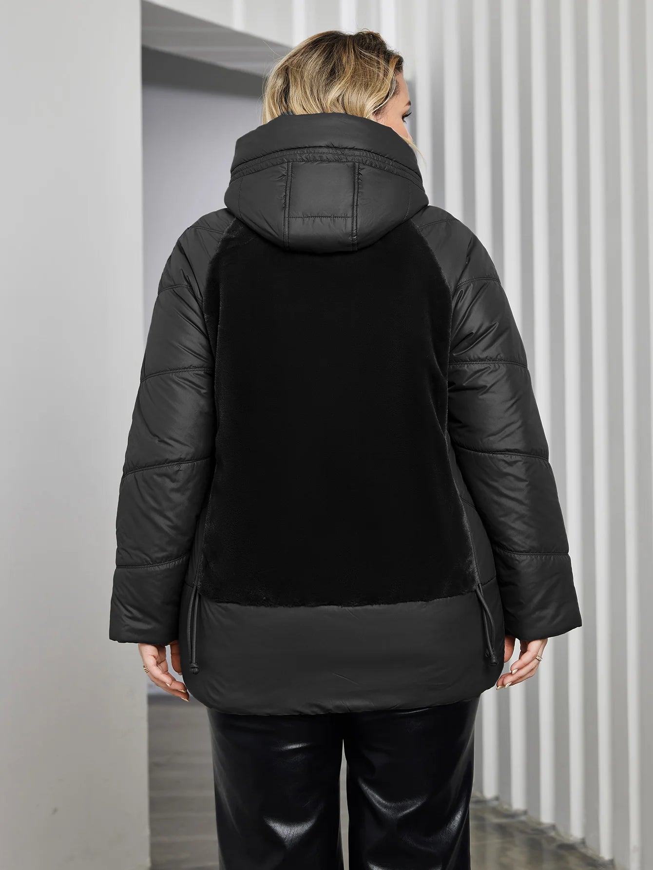 Astrid Plus Size Winter Jacket Women Faux Fur Stitching High Quality Wool Warm Fashion Women's Parka Female Plush Coat Hooded