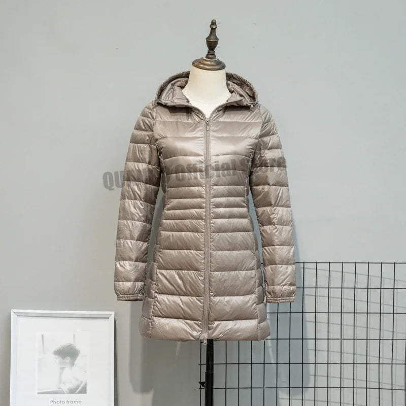 Plus Size Down Jacket 2024 New Arrivals Women Hooded Ultra Light Down Jacket Korean Slim Fit Female Puffer Down Coats
