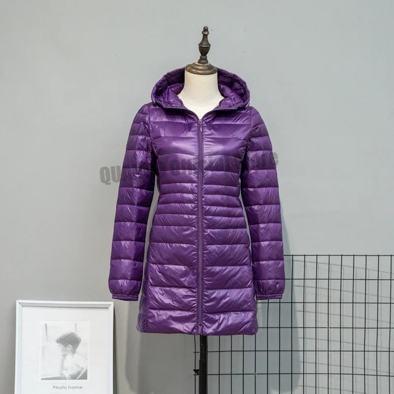 Plus Size Down Jacket 2024 New Arrivals Women Hooded Ultra Light Down Jacket Korean Slim Fit Female Puffer Down Coats